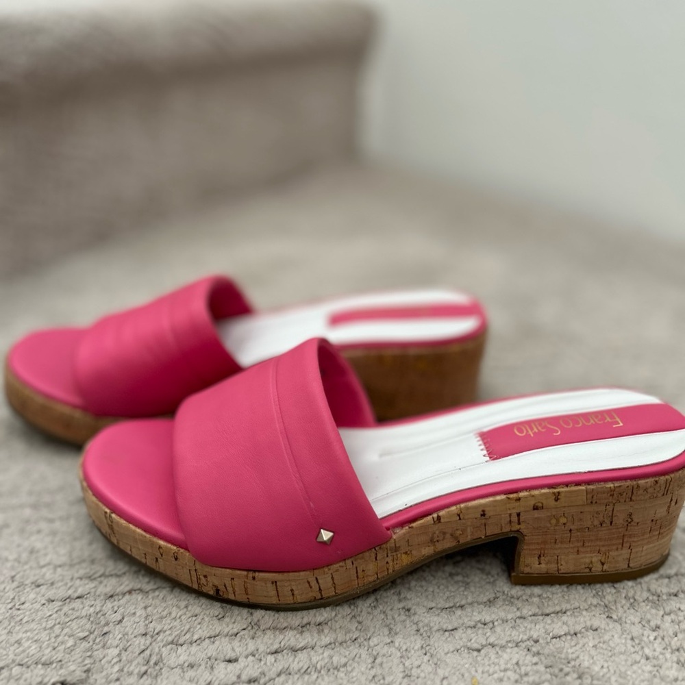 Franco Sarto L-Pony Pink Slide Sandals